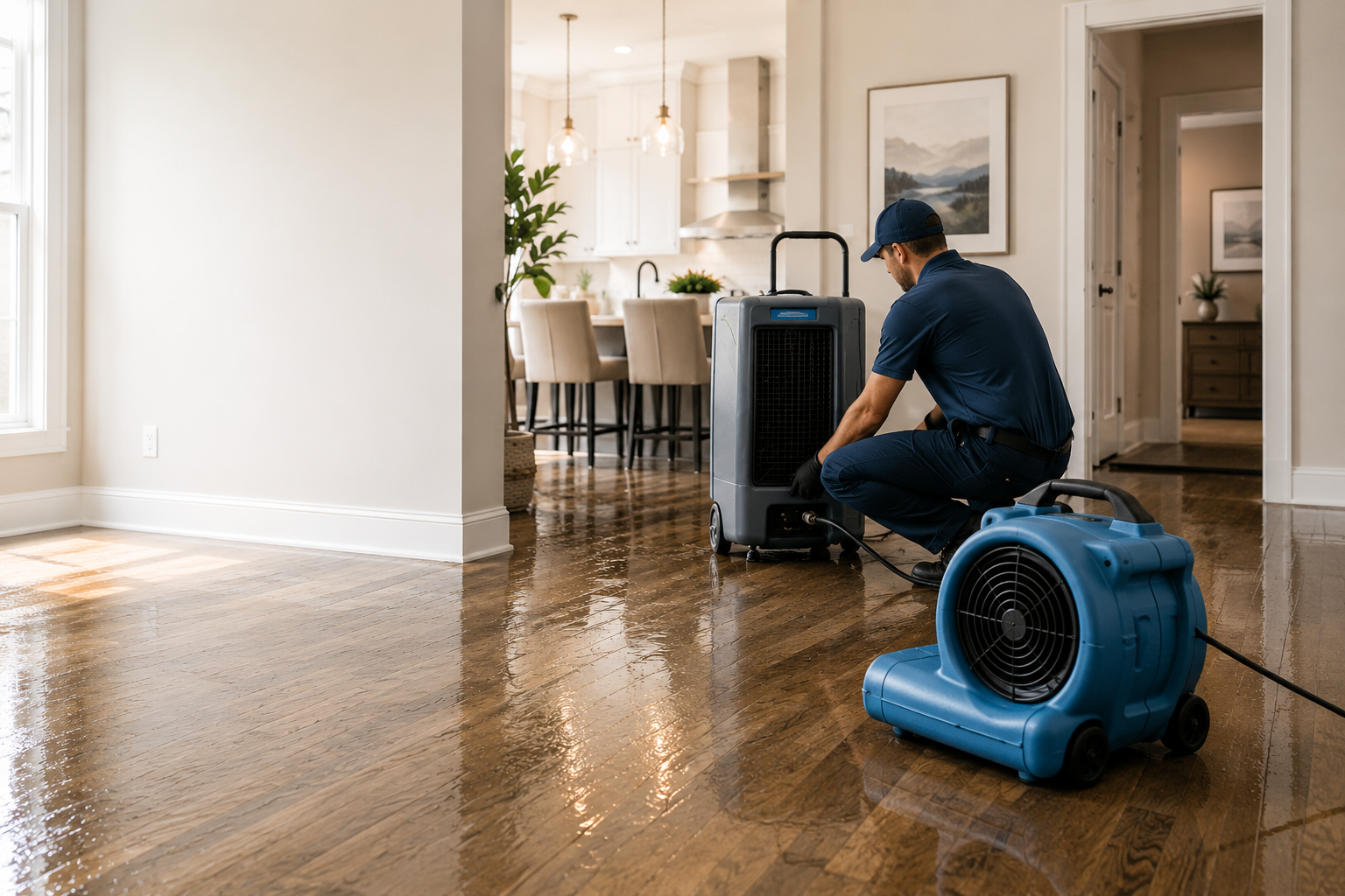 DryCore technician performing emergency structural drying